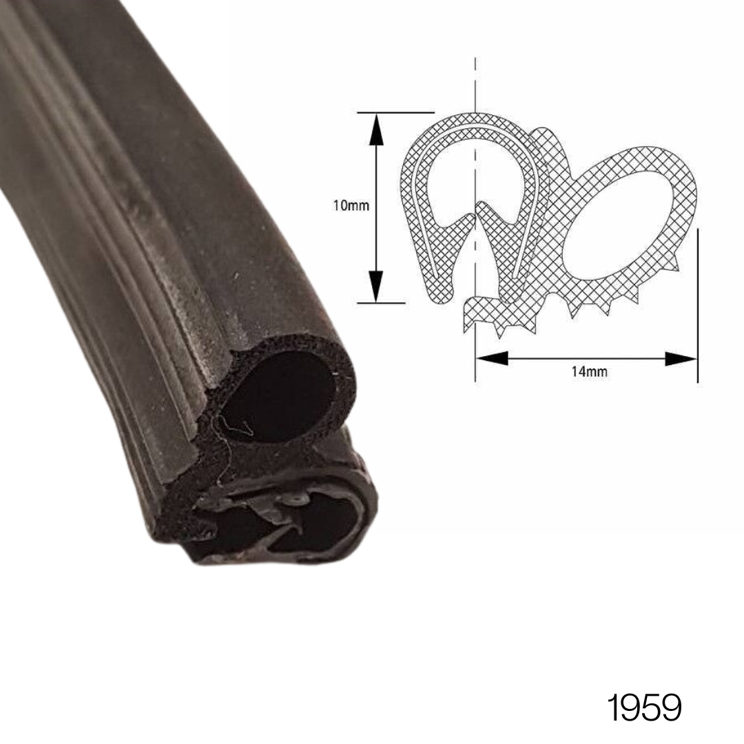 TSEC 1959 Self Grip Rubber U Section with Finned Bubble Seal – Porsche Sunroof Trim Seal (1mm–3mm Panel Fit)
