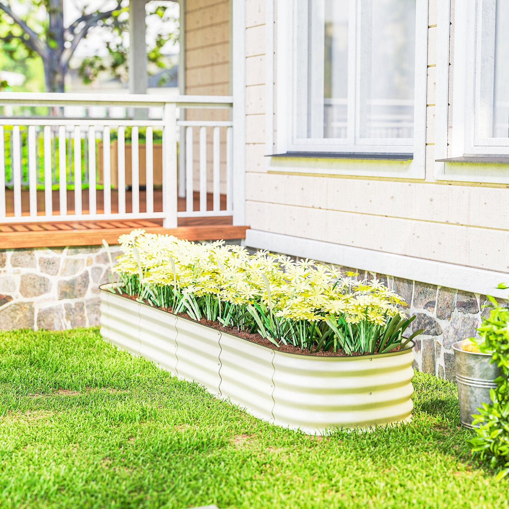 8' x 2' x 1' Galvanized Raised Garden Bed Kit, Cream