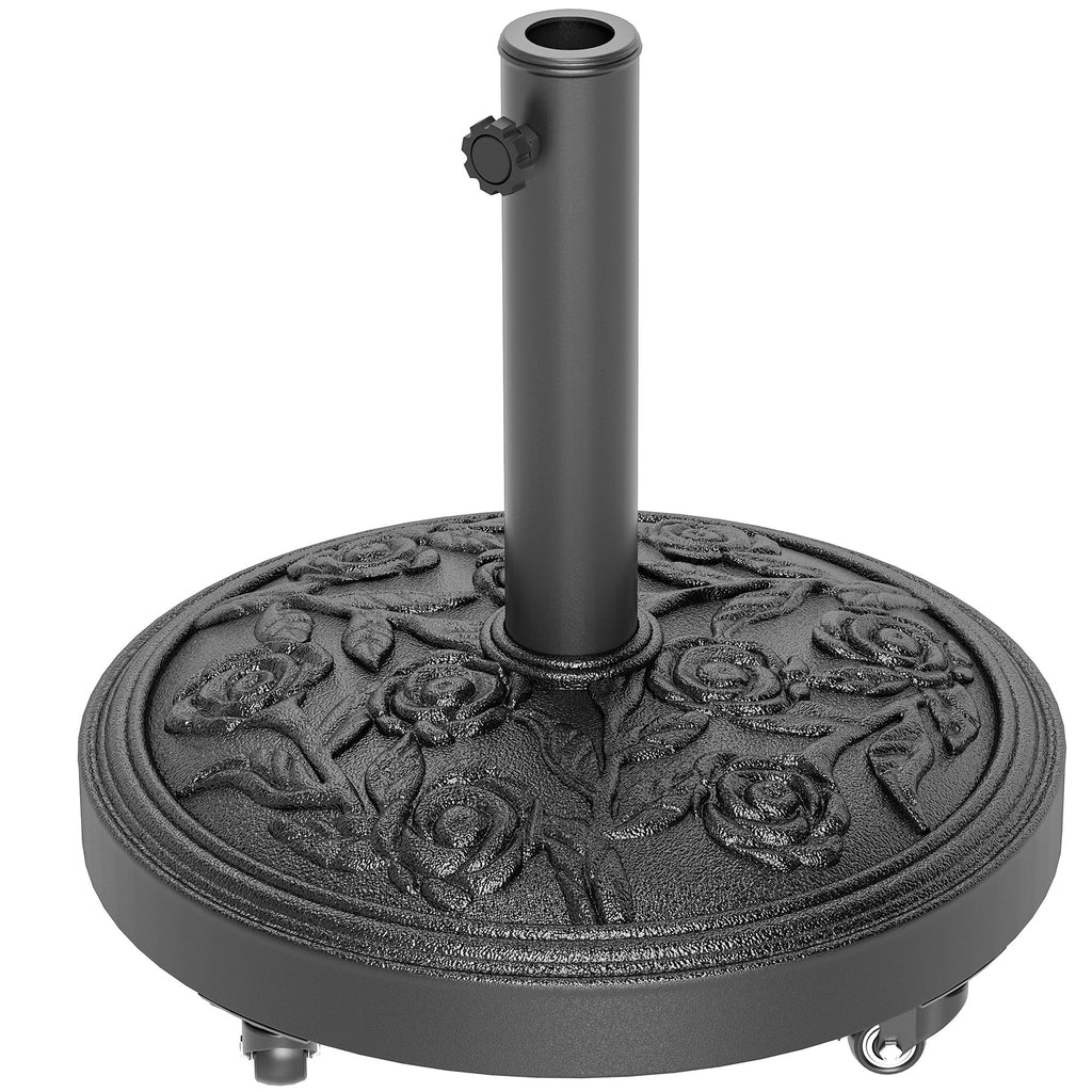 46 lbs Round Patio Umbrella Base with Wheels, Black