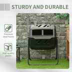 Tumbling Compost Bin Outdoor 360 Degrees Dual Chamber Rotating Composter 43 Gallon, Black