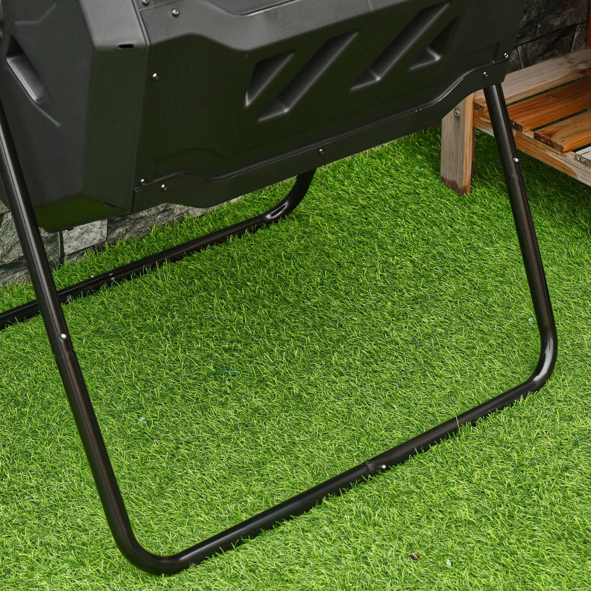 Tumbling Compost Bin Outdoor 360 Degrees Dual Chamber Rotating Composter 43 Gallon, Black