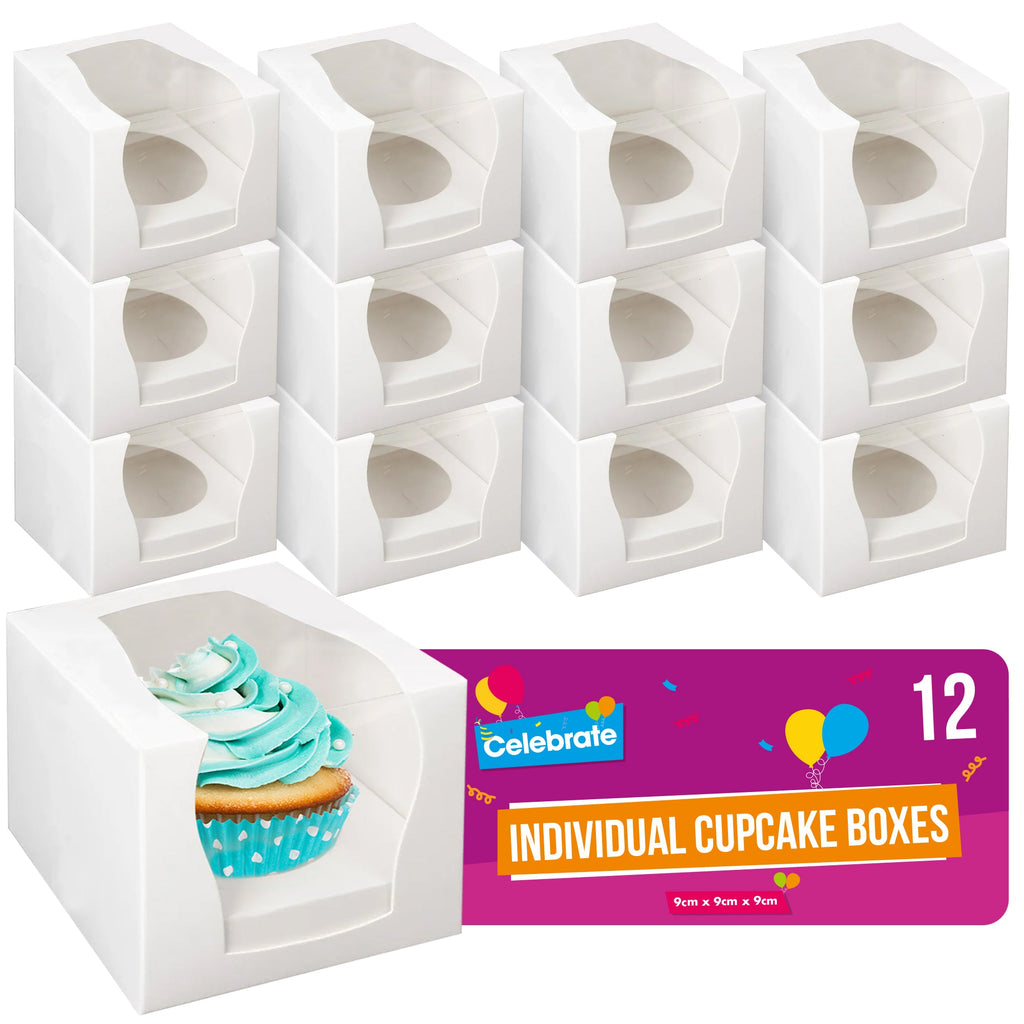 Cupcake Boxes Single White | Window & Inner Tray | 24 Pack