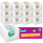 Cupcake Boxes Single White | Window & Inner Tray | 24 Pack