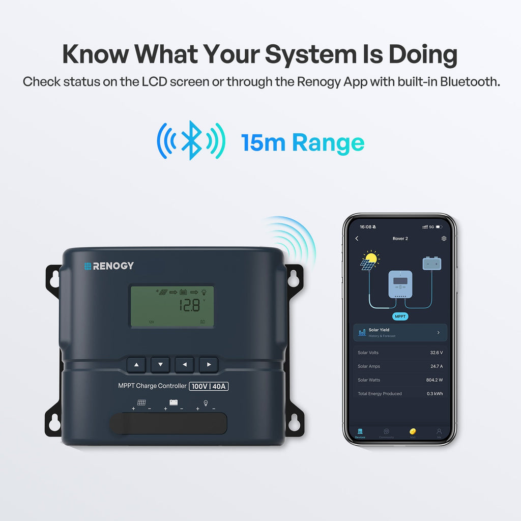 Rover 2 12V/24V 20A/30A Compact MPPT Charge Controller with Bluetooth