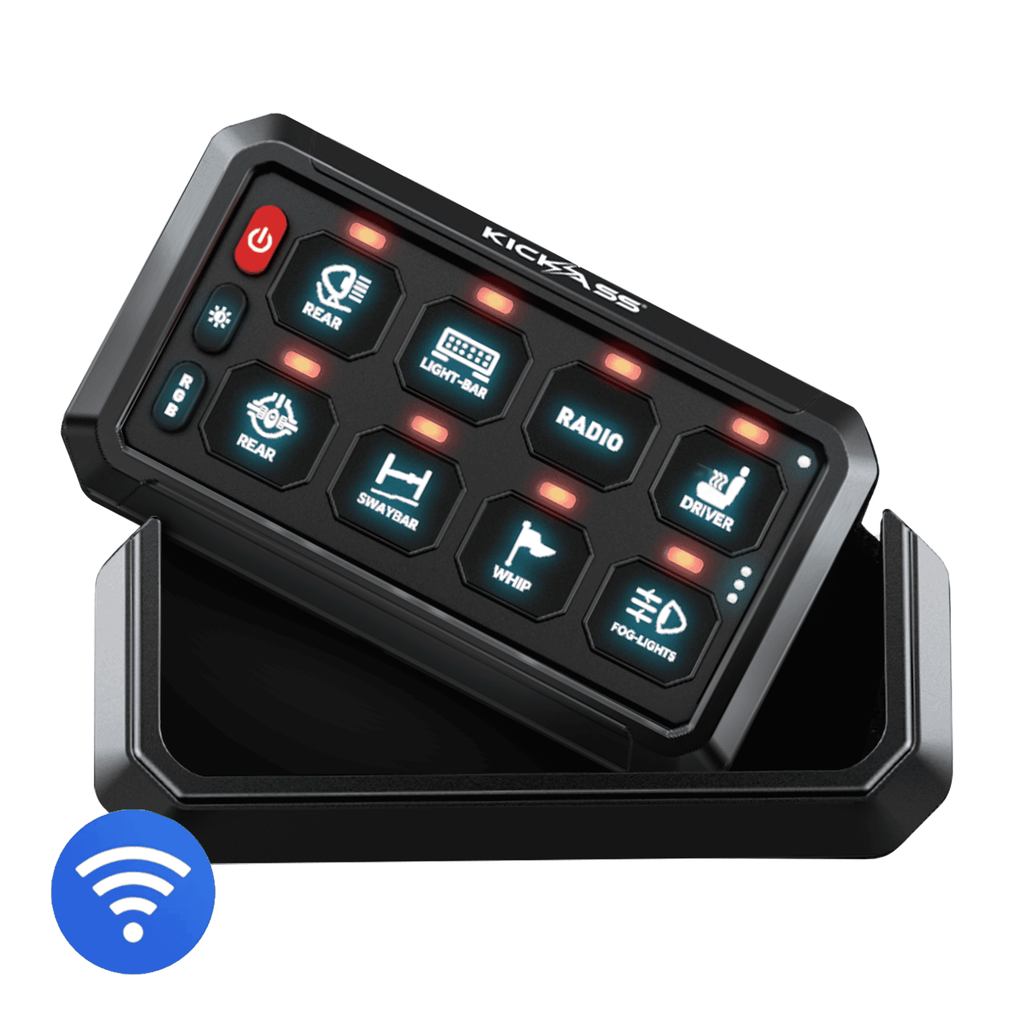 KickAss 12/24V 8 Gang Wireless Switch Panel with Magnetic Charging Cradle - MKII