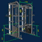 Rapid Motion FT1008 Commercial Smith Machine Power Rack and Functional Trainer 3 in 1