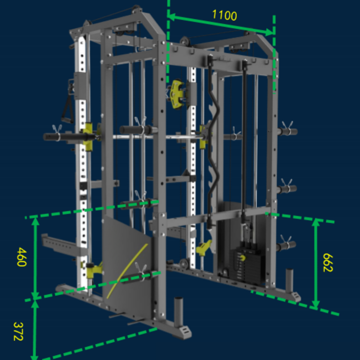 Rapid Motion FT1008 Commercial Smith Machine Power Rack and Functional Trainer 3 in 1