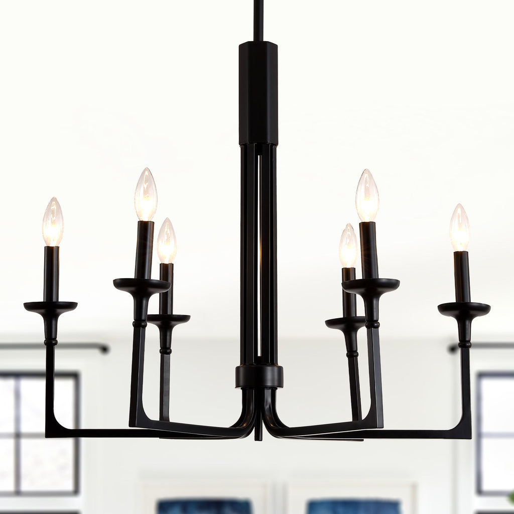 6-Light Black Candle Chandelier, Classic Traditional Chandelier, Modern Farmhouse Dining Room Lighting Fixture for Kitchen Island