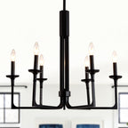 6-Light Black Candle Chandelier, Classic Traditional Chandelier, Modern Farmhouse Dining Room Lighting Fixture for Kitchen Island