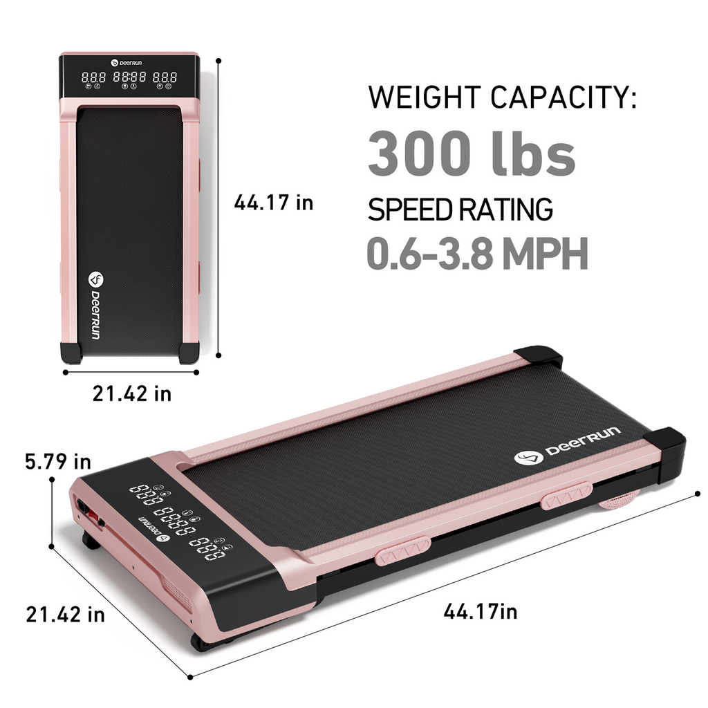 DeerRun Z10 12% Auto Incline Smart Walking Pad Treadmill with remote control Pink-Fat-burning & fitness friendly
