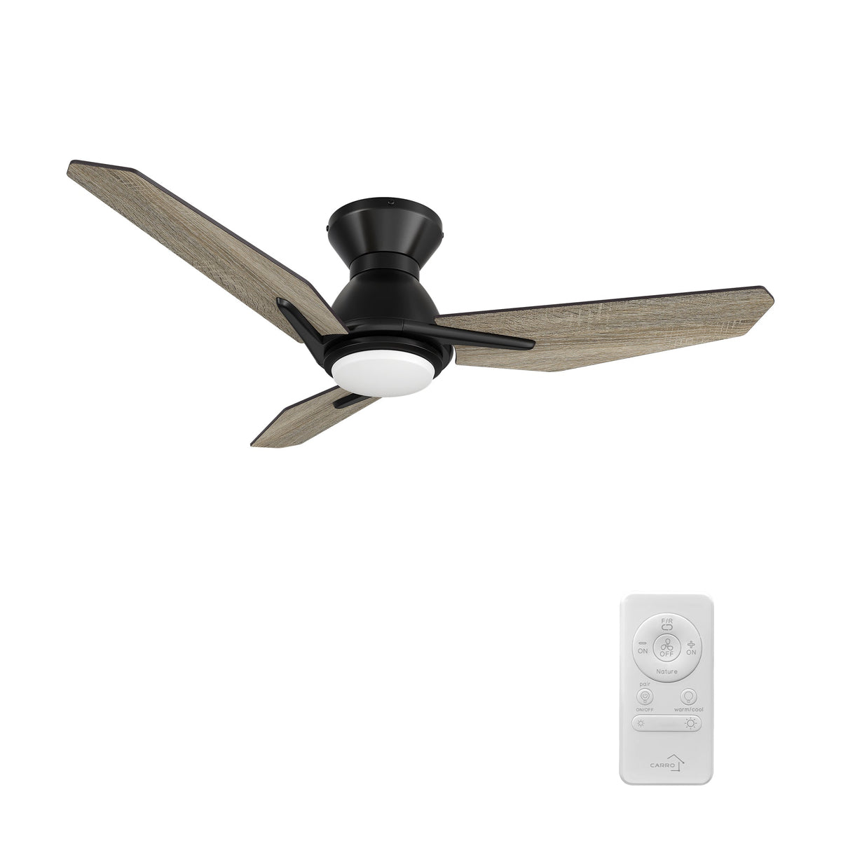 ERYX 44 inch 3-Blade Ceiling Fan with LED Light Kit & Remote Control - Black/Barnwood