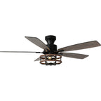 52 Inch Farmhouse Flush Mount Ceiling Fan with Lights and Remote, 6 Speeds DC Motor Reversible Low Profile Ceiling Fan for Living Room