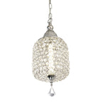 1 - Light Black/Chrome Cylinder Crystal LED Pendant Light, 7.3" Dining Room Light Fixtures Kitchen Island Light