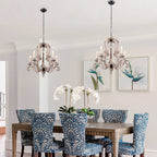 5 - Light Distressed Wood French Country Vintage Chandelier with Adjustable Height,  25" Farmhouse Chandelier for Dining Room