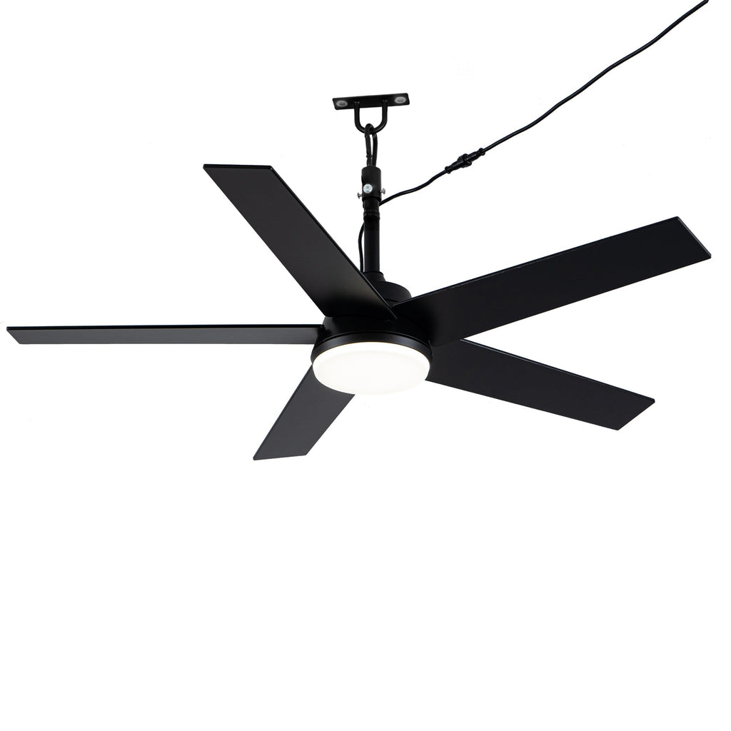 Industrial 48 Inch Outdoor Ceiling Fan with Light, Waterproof Black Blades, Dimmable LED and Remote Control Ceiling Fan Quiet DC Motor Ceiling Fan Suit for Patio, Gazebos