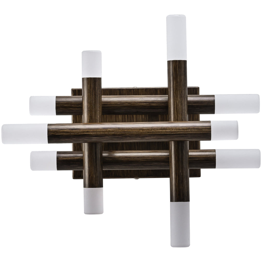 13 Inch Dark Brown Farmhouse Wood Flush Mount Wall Sconces with LED Lights, Rustic Wall Light for Hallway Bedroom