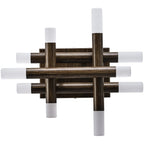 13 Inch Dark Brown Farmhouse Wood Flush Mount Wall Sconces with LED Lights, Rustic Wall Light for Hallway Bedroom