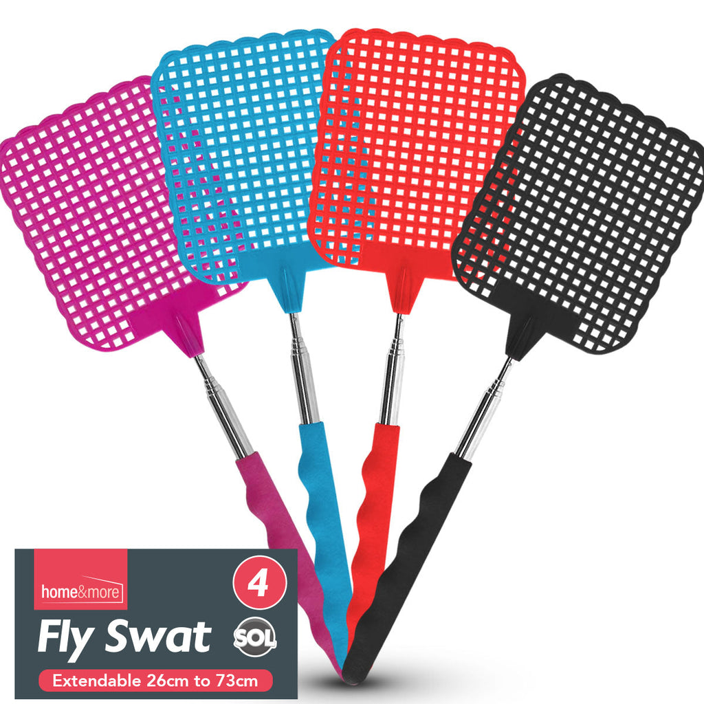 Telescopic Fly Swatter 26–73cm | Insect Bug Swat Tool | 4 Pack
