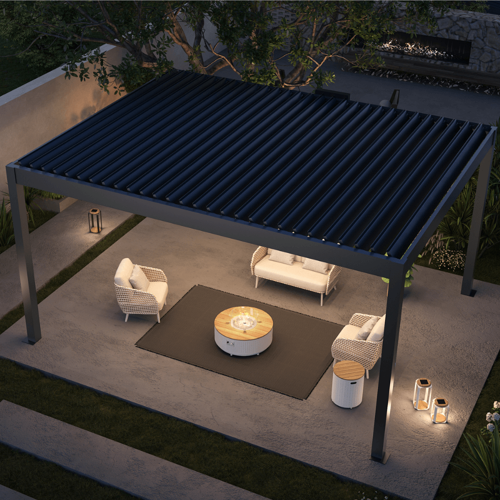 Weatherproof Pergola - Motorized Louver w/ Lighting