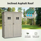 4' x 1.5' Wooden Garden Shed with Two Windows & Double Door, Grey
