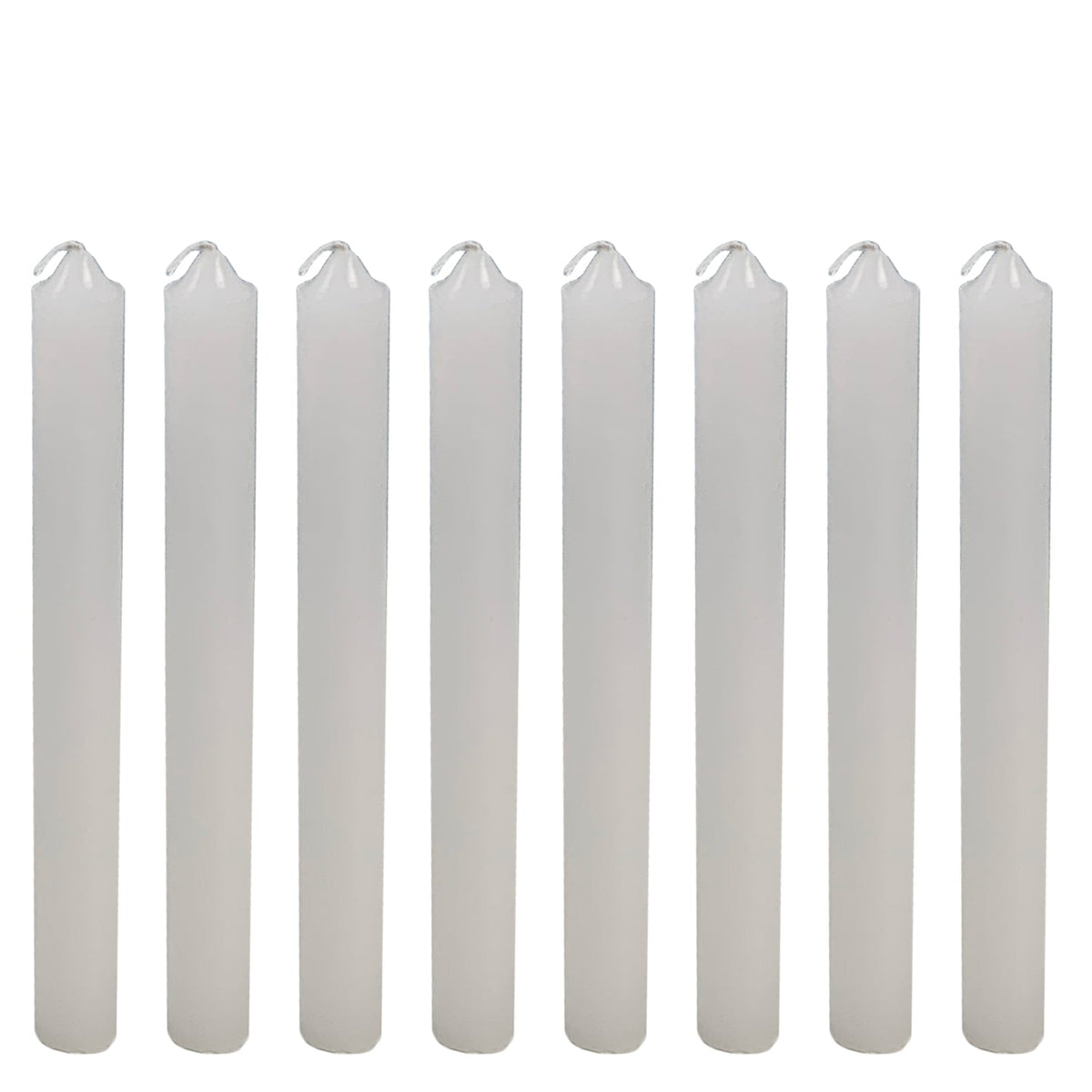 8 x Dinner Candle Unscented White Candles Plain Long 25cm Wedding Church Home