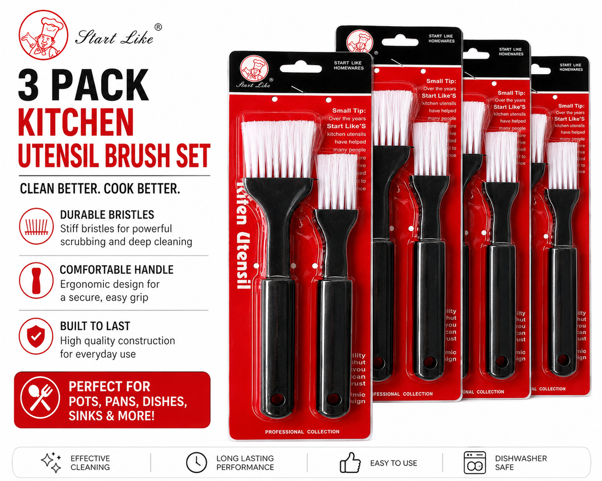 3 Pack x 2pcs Kitchen Cleaning Brush Set Scrubbing Brushes for Dishes Pots Pans Sink BBQ