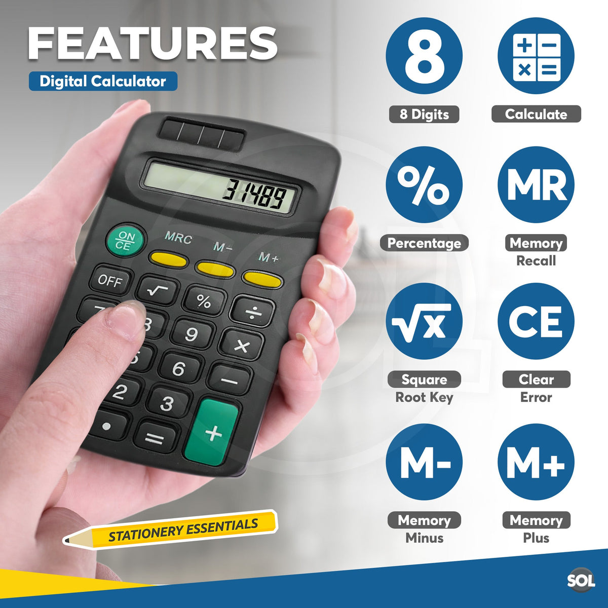 Mini Pocket Calculator | 8 Digit Display for Home, Office, School | 2 pack