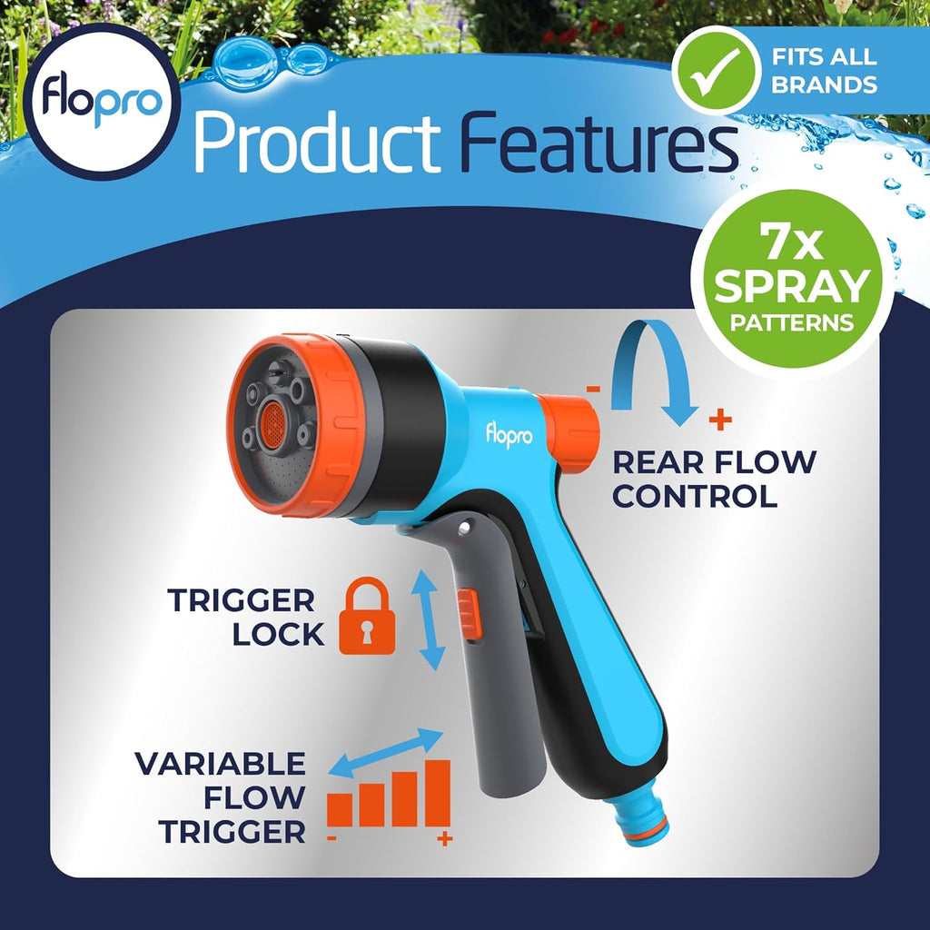 Flopro Watering Garden 7 Pattern Multi Spray Gun Set With Connectors
