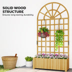Wooden Raised Planter with Trellis, 90 x 30 x 180 cm