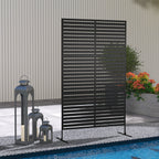 Freestanding Decorative Outdoor Metal Divider with Stand and Expansion Screws, Black