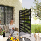 Freestanding Decorative Outdoor Metal Divider with Stand and Expansion Screws, Black
