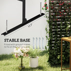 78"x 48" Metal Outdoor Privacy Screen with Stand for Climbing Plants, Black