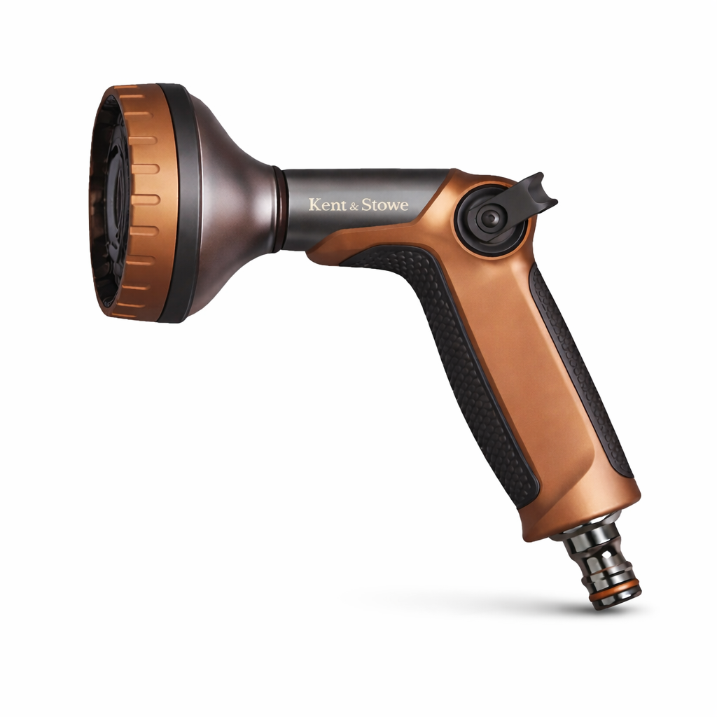 Kent & Stowe Metal Spray Gun, 6 Patterns, Soft Grip, Heavy Duty Garden Hose Gun