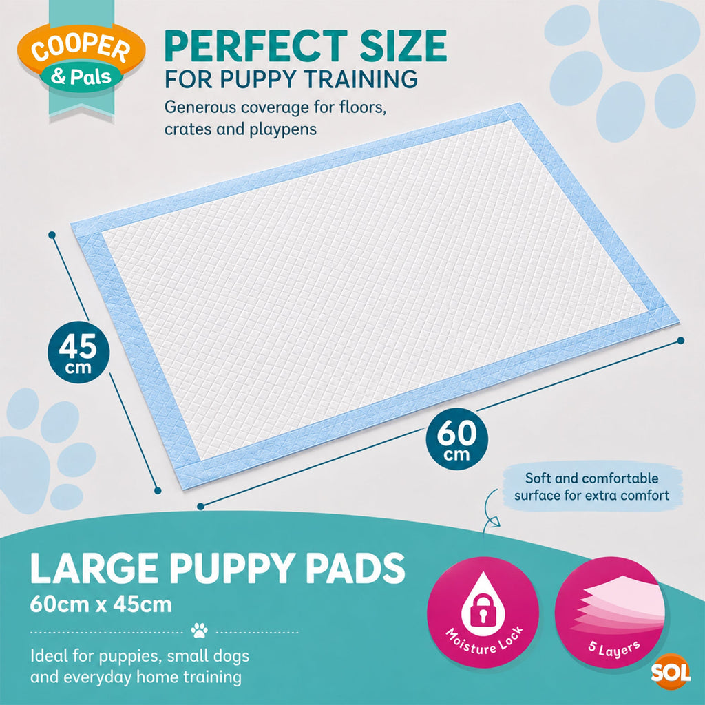 100pk Puppy Training Pads Premium Puppy Pads Perfect for Puppy Toilet Training, Dog Training Pads for Puppy Training, Ideal Indoor and Outdoor Pee Pads Dogs, Absorbent Dog Pee Pad for your Furr Baby