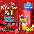 Instant Coffee Sachets 3 in 1 White with Sugar | Bulk Pack 100