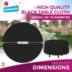 Black Round Table Cloth 140cm Disposable | Halloween Party | 72 Pack
