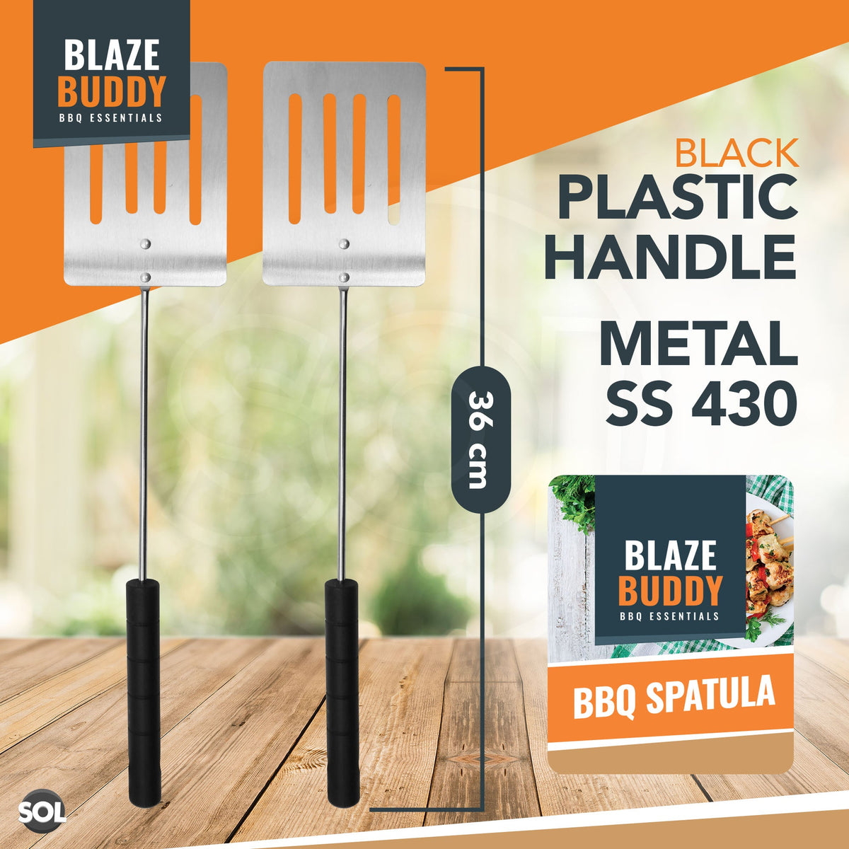 Stainless Steel BBQ Spatula | Grill Burger Flipper Outdoor Tool | 2 Pack