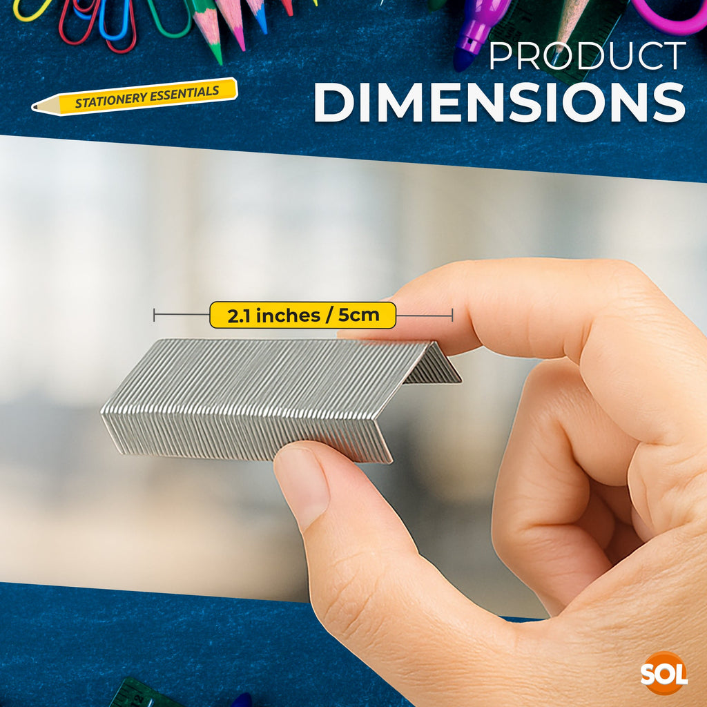 SOL 5000 Bulk Supply 26/6 Staples – Durable Steel Anti-Jam and Multipurpose Design, Compatible with Standard Staplers, Use for Office, Home and School Paper Binding