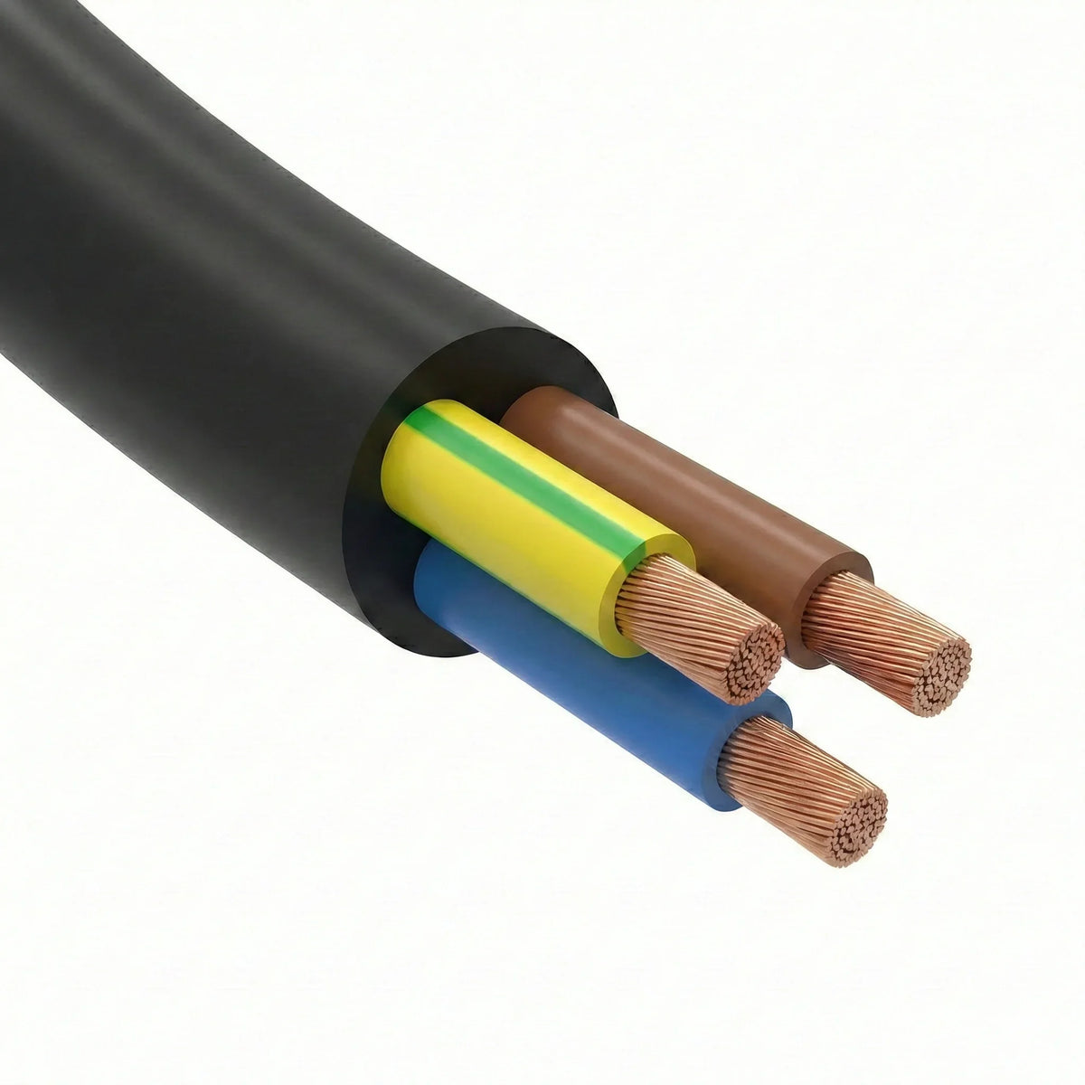 100m Roll of Electra Cables 2.5mm² 2 Core + Earth Black Flexible Mains Cable
