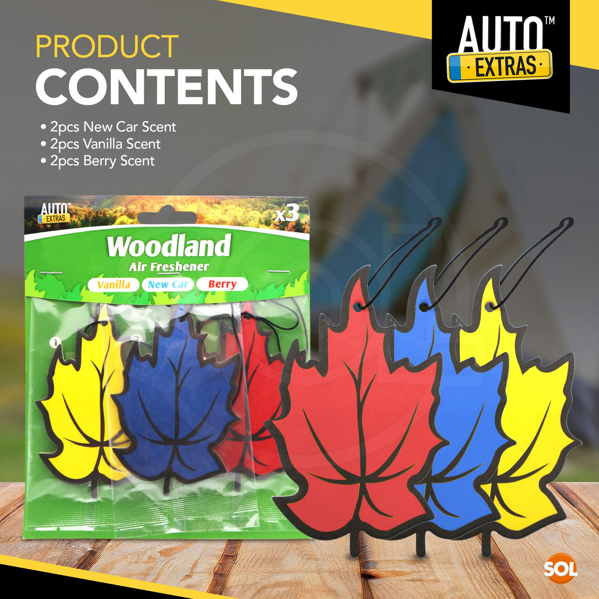Woodland Leaf Car Air Fresheners | Vanilla Berry New Car Smell | 6 Pack