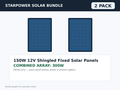 2 Pack 150W 12V Shingled Fixed Solar Panels – 300W Bundle
