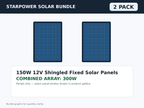 2 Pack 150W 12V Shingled Fixed Solar Panels – 300W Bundle