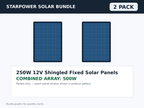 2 Pack 250W 12V Shingled Fixed Solar Panels – 500W Bundle