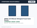 2 Pack 300W 12V Bifacial Shingled Fixed Solar Panels – 600W Bundle