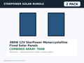 2 Pack 380W 12V StarPower Monocrystalline Fixed Solar Panels – 760W Bundle