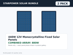 2 Pack 440W 12V Monocrystalline Fixed Solar Panels – 880W Bundle