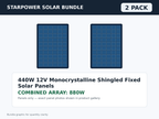 2 Pack 440W 12V Monocrystalline Shingled Fixed Solar Panels – 880W Bundle