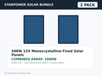 2 Pack 500W 12V Monocrystalline Fixed Solar Panels – 1000W Bundle