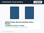 2 Pack 500W N-Type Monocrystalline Solar Panels – 1000W Bundle