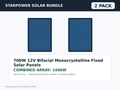 2 Pack 700W 12V Bifacial Monocrystalline Fixed Solar Panels – 1400W Bundle